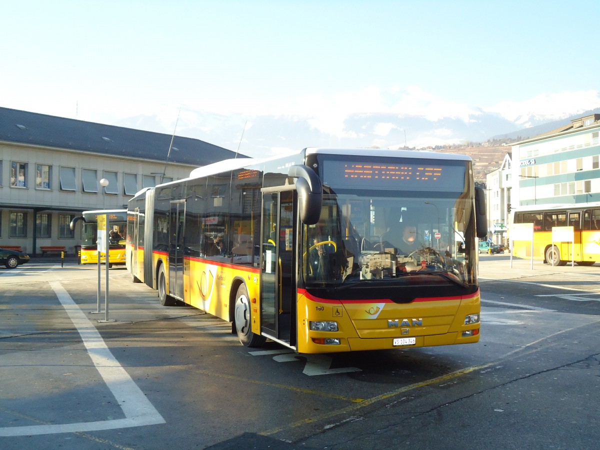 (131'969) - Buchard, Leytron - Nr. 160/VS 104'346 - MAN am 2. Januar 2011 beim Bahnhof Sion