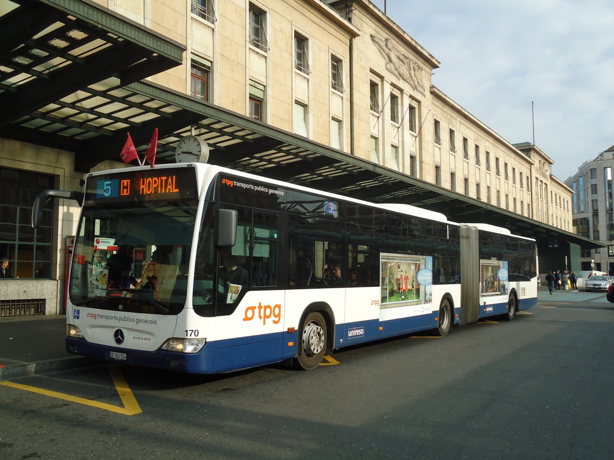 (132'810) - TPG Genve - Nr. 170/GE 960'554 - Mercedes am 10. Mrz 2011 beim Bahnhof Genve