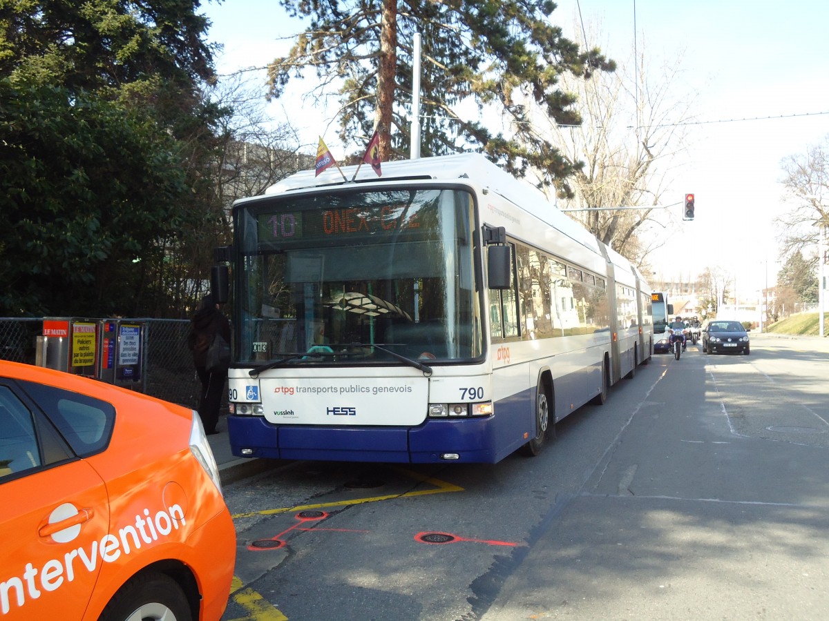 (132'851) - TPG Genve - Nr. 790 - Hess/Hess Doppelgelenktrolleybus am 10. Mrz 2011 in Genve, Franchises