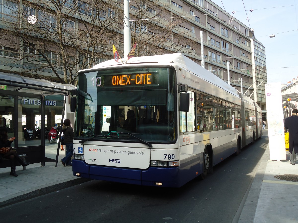 (132'892) - TPG Genve - Nr. 790 - Hess/Hess Doppelgelenktrolleybus am 10. Mrz 2011 in Genve, Coutance
