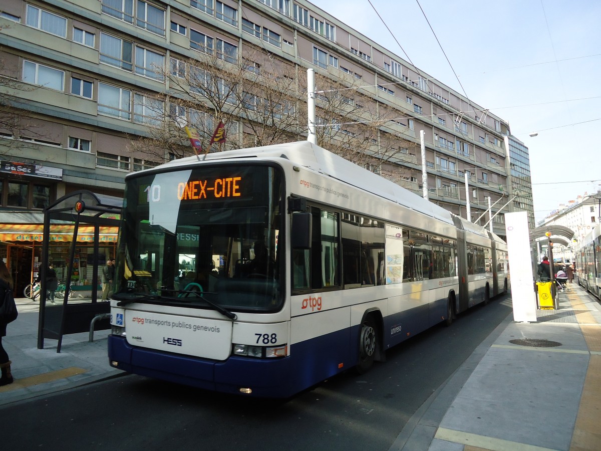 (132'914) - TPG Genve - Nr. 788 - Hess/Hess Doppelgelenktrolleybus am 10. Mrz 2011 in Genve, Coutance