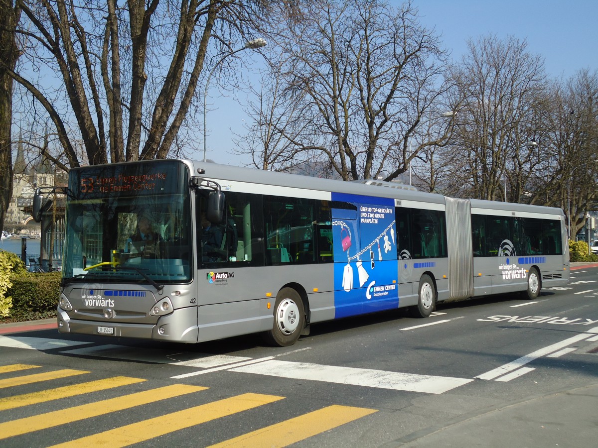 (133'037) - AAGR Rothenburg - Nr. 42/LU 15'040 - Irisbus am 11. Mrz 2011 beim Bahnhof Luzern