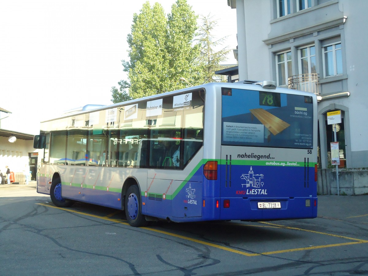 (133'678) - AAGL Liestal - Nr. 58/BL 7318 - Mercedes (ex TPL Lugano Nr. 2) am 16. Mai 2011 beim Bahnhof Liestal