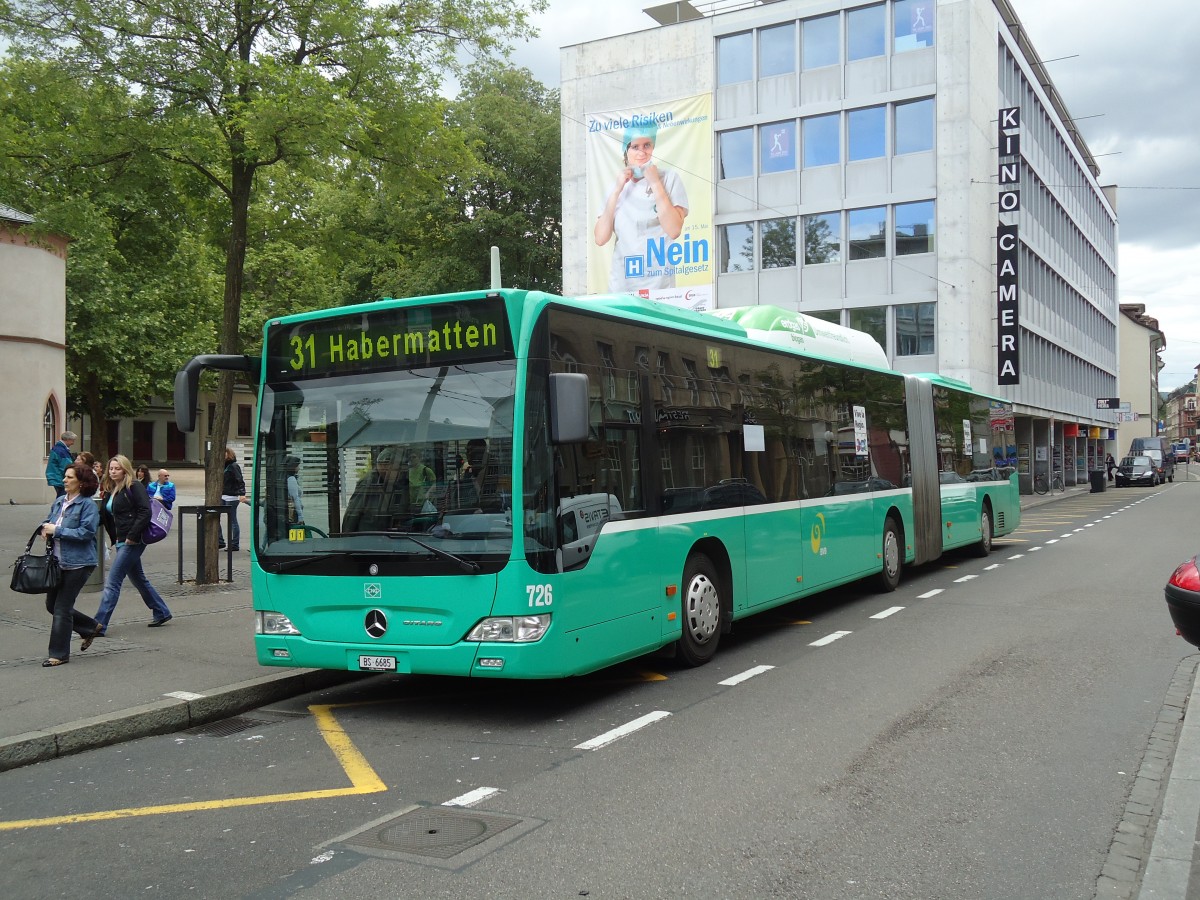 (133'725) - BVB Basel - Nr. 726/BS 6685 - Mercedes am 16. Mai 2011 in Basel, Claraplatz