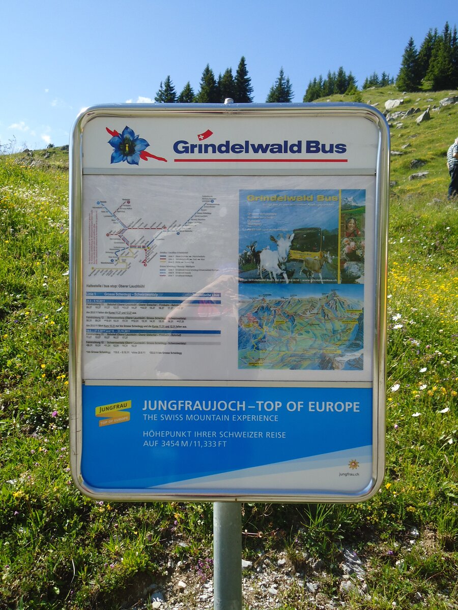 (134'782) - Grindelwaldbus-Haltestelle am 3. Juli 2011 in Grindelwald, Oberer Lauchbhl