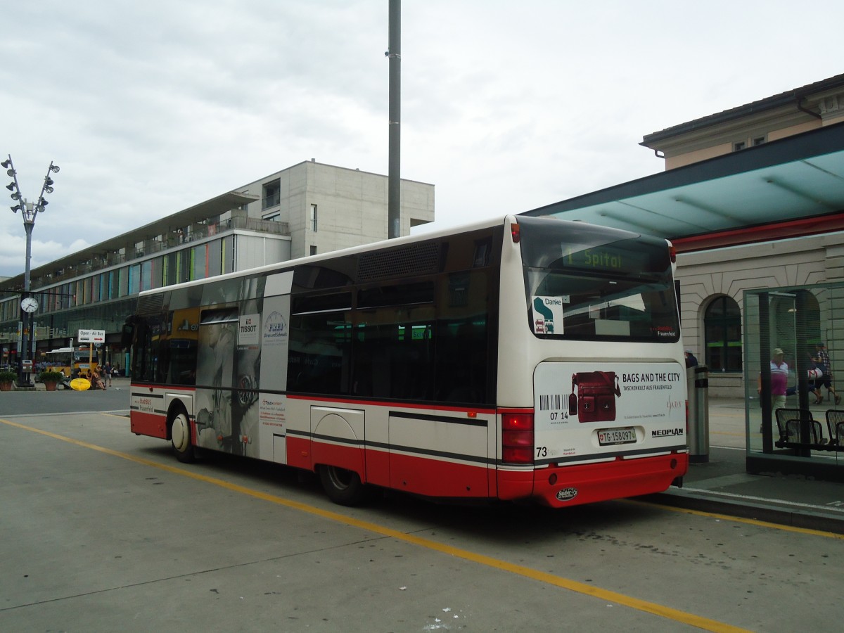(134'947) - PostAuto Ostschweiz - Nr. 73/TG 158'097 - Neoplan (ex P 23'203) am 10. Juli 2011 beim Bahnhof Frauenfeld