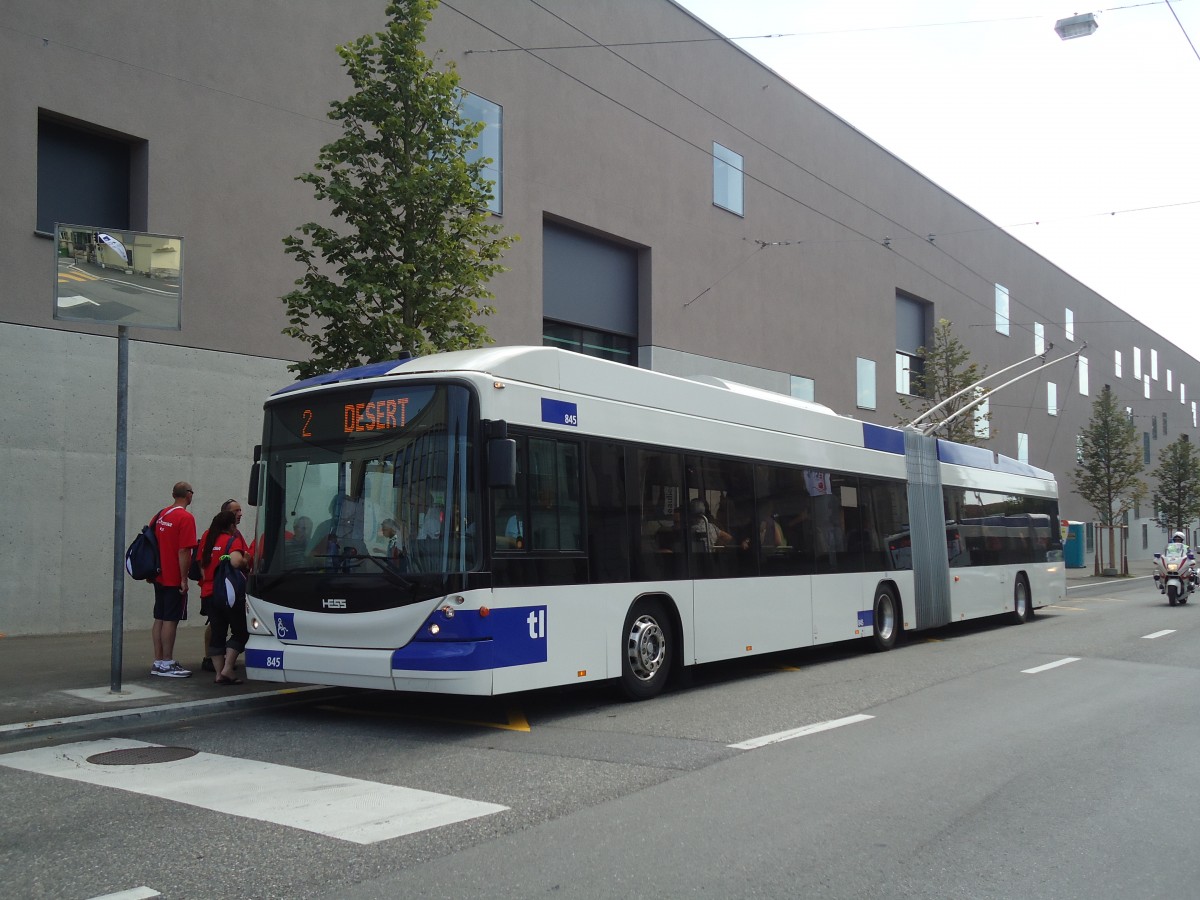 (135'057) - TL Lausanne - Nr. 845 - Hess/Hess Gelenktrolleybus am 12. Juli 2011 in Lausanne, Beaulieu