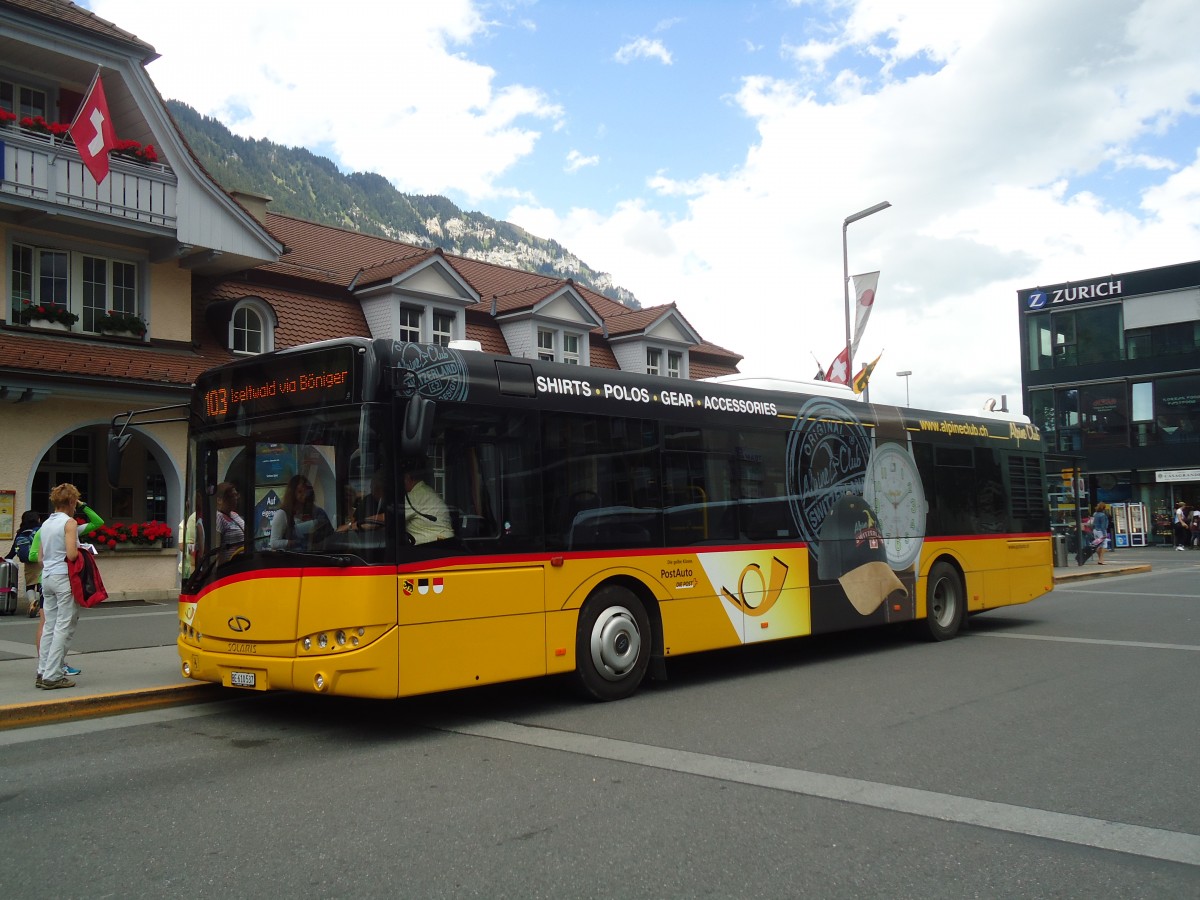 (135'423) - PostAuto Bern - BE 610'537 - Solaris am 8. August 2011 beim Bahnhof Interlaken Ost