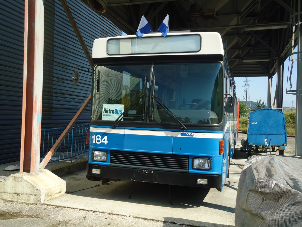 (135'580) - VBL Luzern (Rtrobus) - Nr. 184 - NAW/Hess Gelenktrolleybus am 20. August 2011 in Moudon, Rtrobus