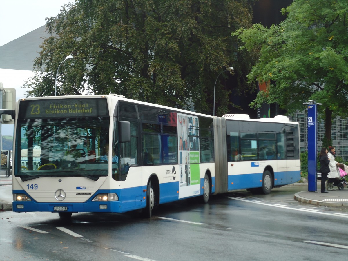 (135'842) - VBL Luzern - Nr. 149/LU 15'088 - Mercedes (ex Heggli, Kriens Nr. 711) am 5. September 2011 beim Bahnhof Luzern