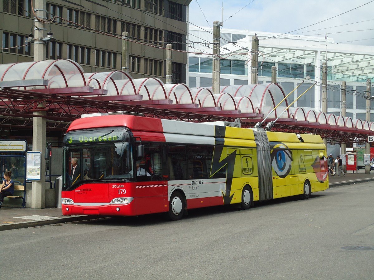 (135'916) - SW Winterthur - Nr. 179 - Solaris Gelenktrolleybus am 14. September 2011 beim Hauptbahnhof Winterthur