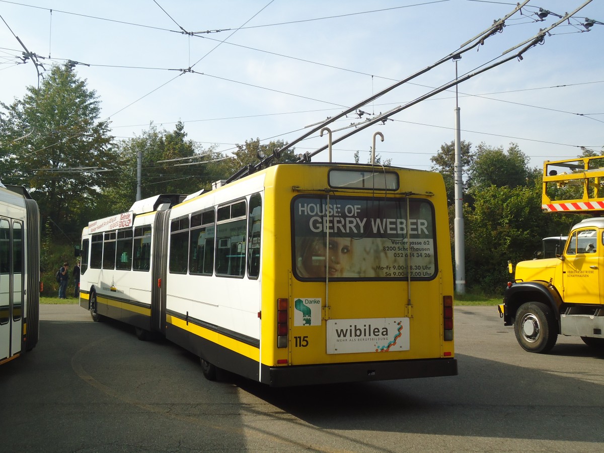 (136'084) - VBSH Schaffhausen - Nr. 115 - NAW/Hess Gelenktrolleybus am 25. September 2011 in Schaffhausen, Busdepot
