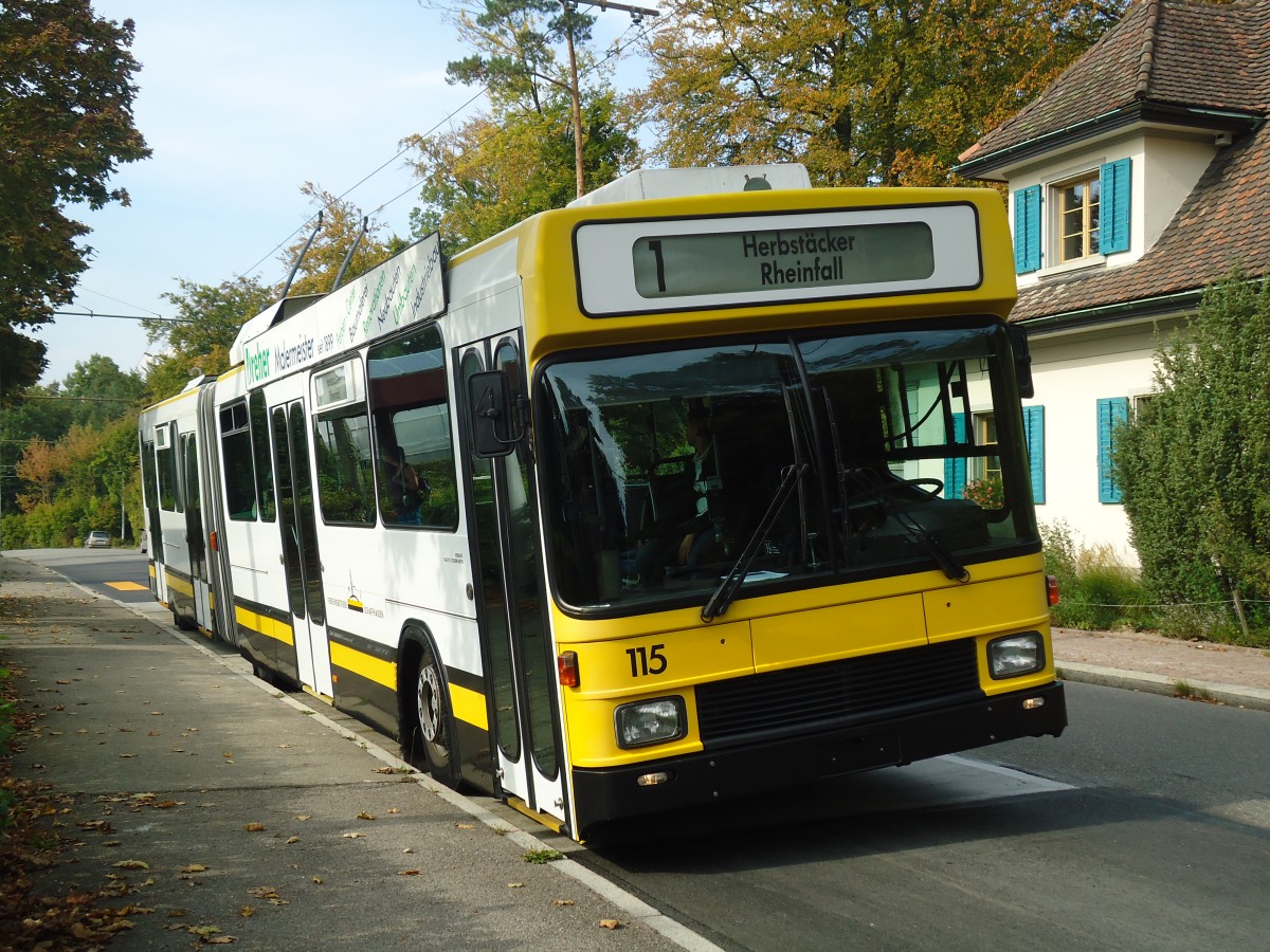 (136'211) - VBSH Schaffhausen - Nr. 115 - NAW/Hess Gelenktrolleybus am 25. September 2011 in Schaffhausen, Waldfriedhof