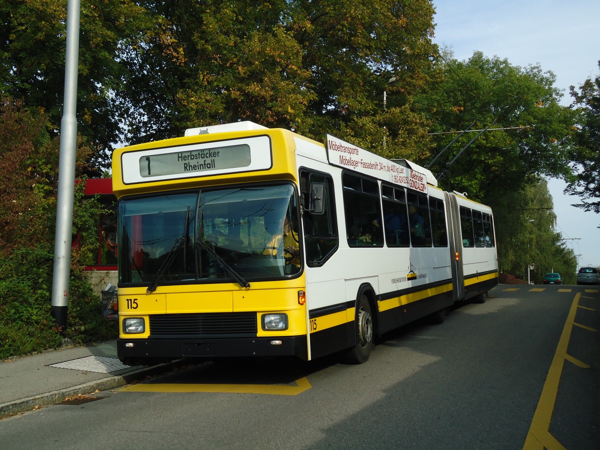(136'213) - VBSH Schaffhausen - Nr. 115 - NAW/Hess Gelenktrolleybus am 25. September 2011 in Schaffhausen, Hohenstoffel