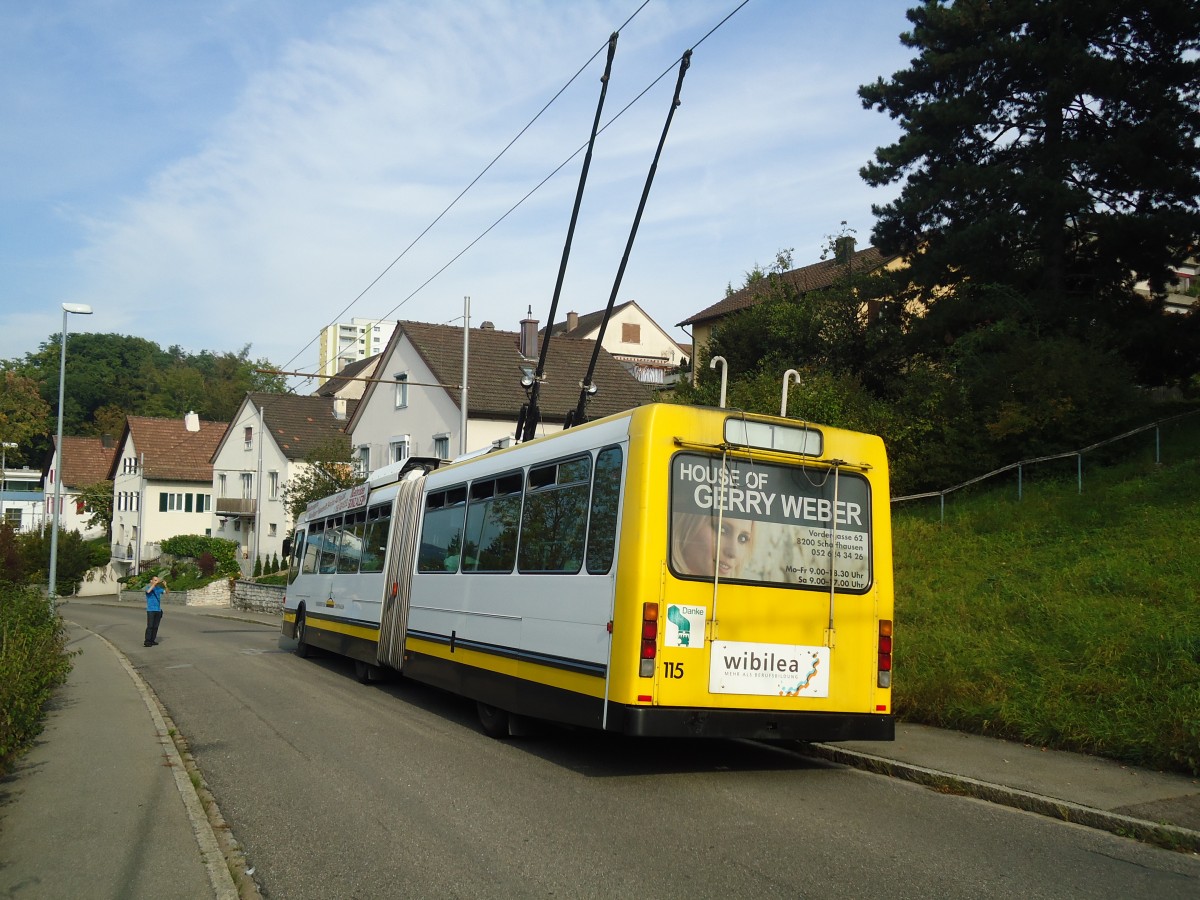 (136'214) - VBSH Schaffhausen - Nr. 115 - NAW/Hess Gelenktrolleybus am 25. September 2011 in Schaffhausen, Hohenstoffel