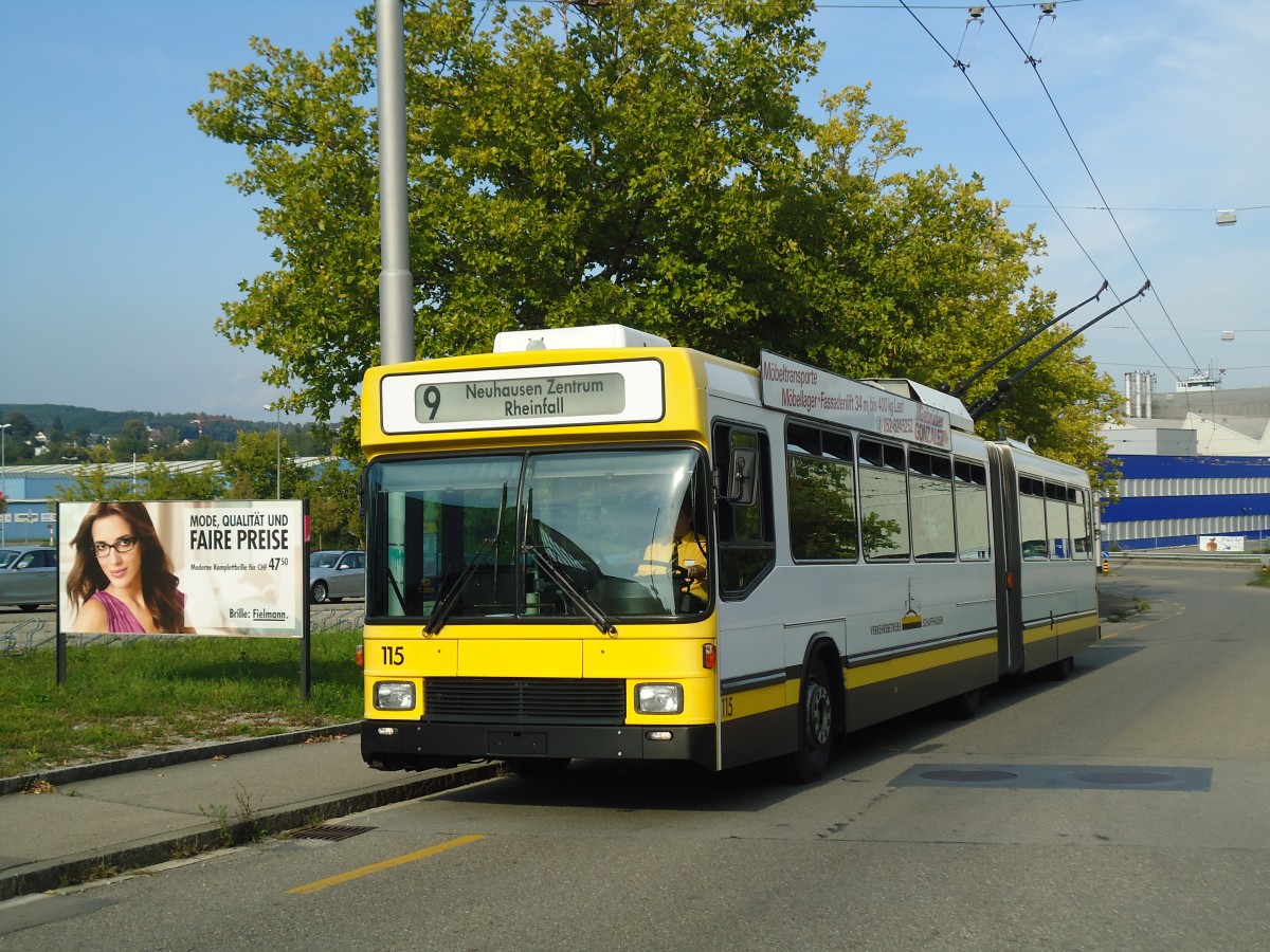 (136'229) - VBSH Schaffhausen - Nr. 115 - NAW/Hess Gelenktrolleybus am 25. September 2011 in Schaffhausen, Kinepolis