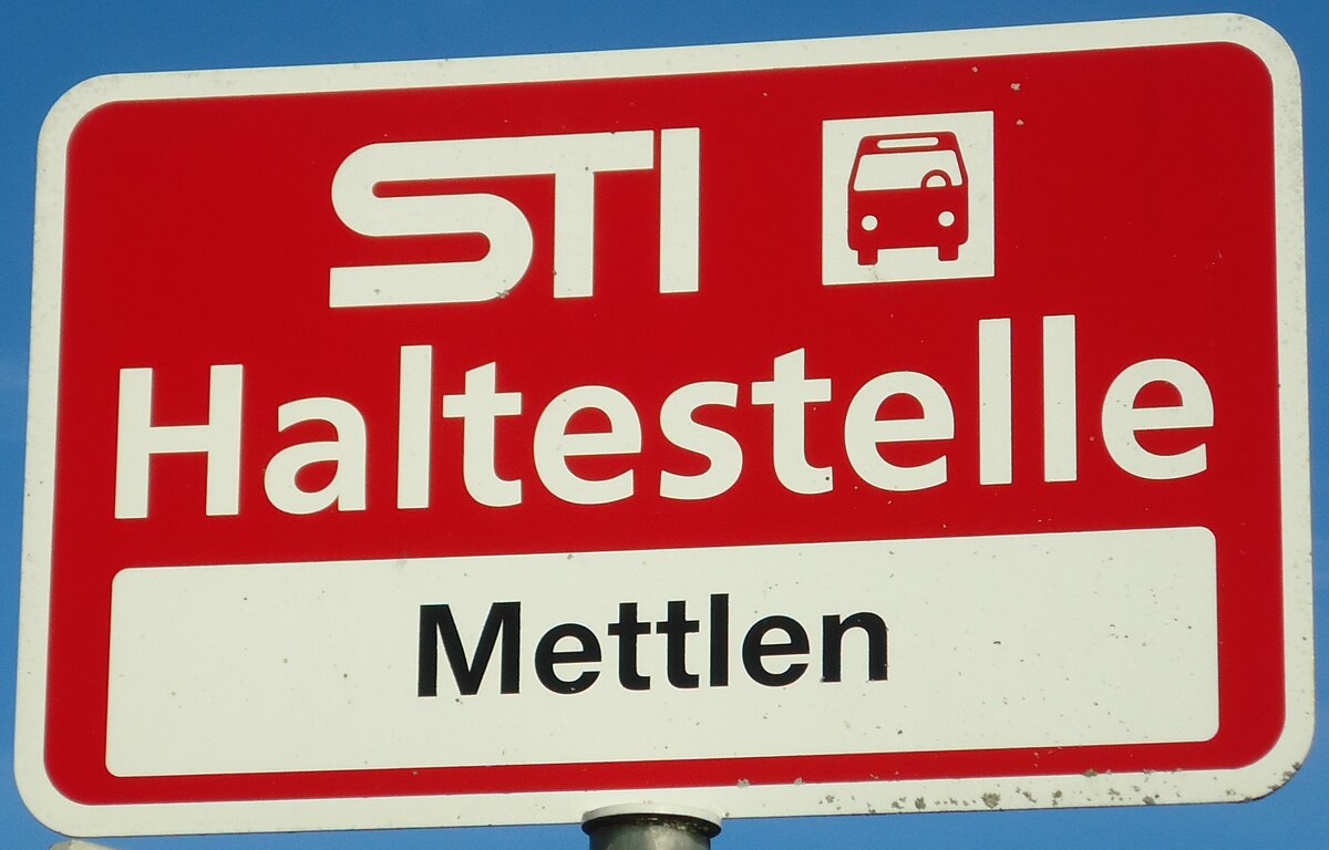 (136'810) - STI-Haltestellenschild - Wattenwil, Mettlen - am 22. November 2011
