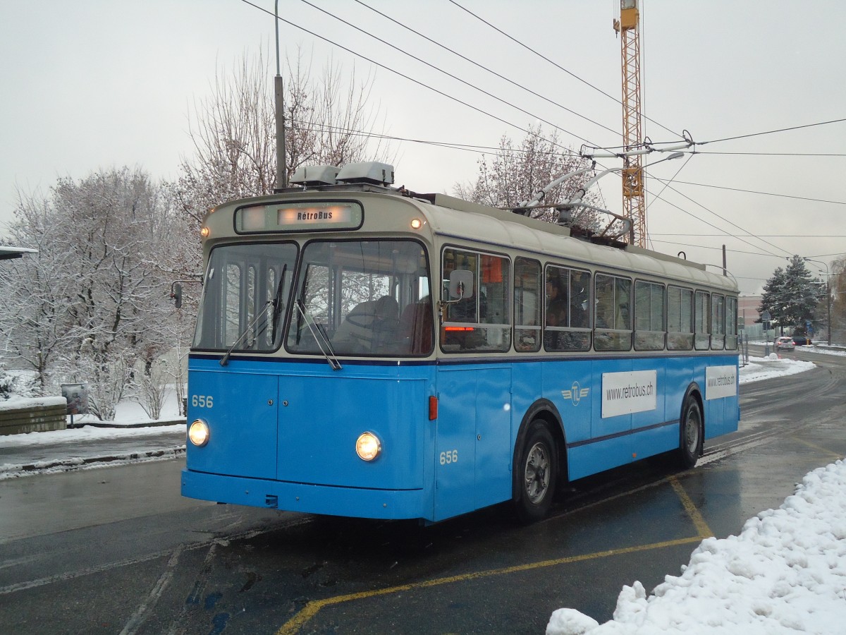 (137'288) - TL Lausanne (Rtrobus) - Nr. 656 - FBW/Eggli Trolleybus am 18. Dezember 2011 in Lausanne, Praz-Schaud