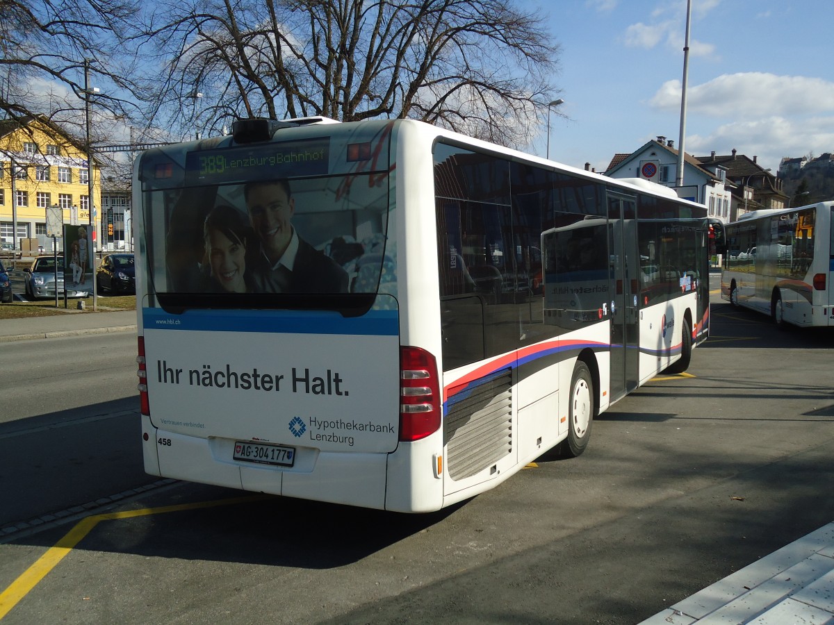 (138'077) - Knecht, Windisch - Nr. 458/AG 304'177 - Mercedes am 6. Mrz 2012 beim Bahnhof Lenzburg