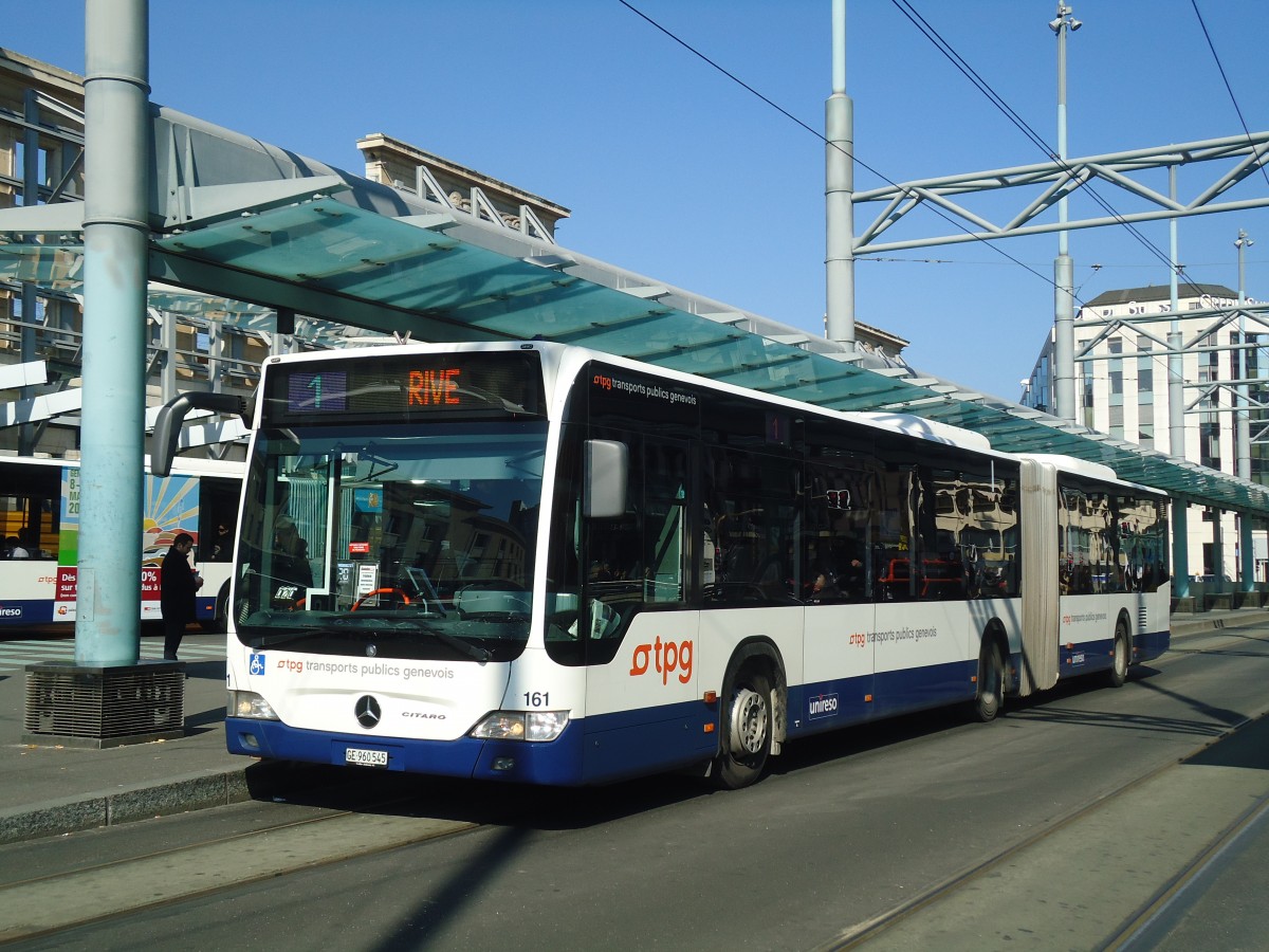 (138'260) - TPG Genve - Nr. 161/GE 960'545 - Mercedes am 9. Mrz 2012 beim Bahnhof Genve