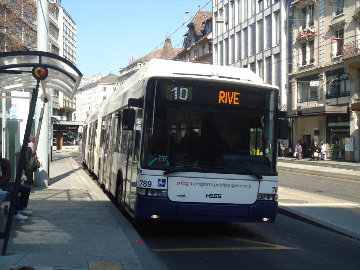 (138'285) - TPG Genve - Nr. 789 - Hess/Hess Doppelgelenktrolleybus am 9. Mrz 2012 in Genve, Coutance