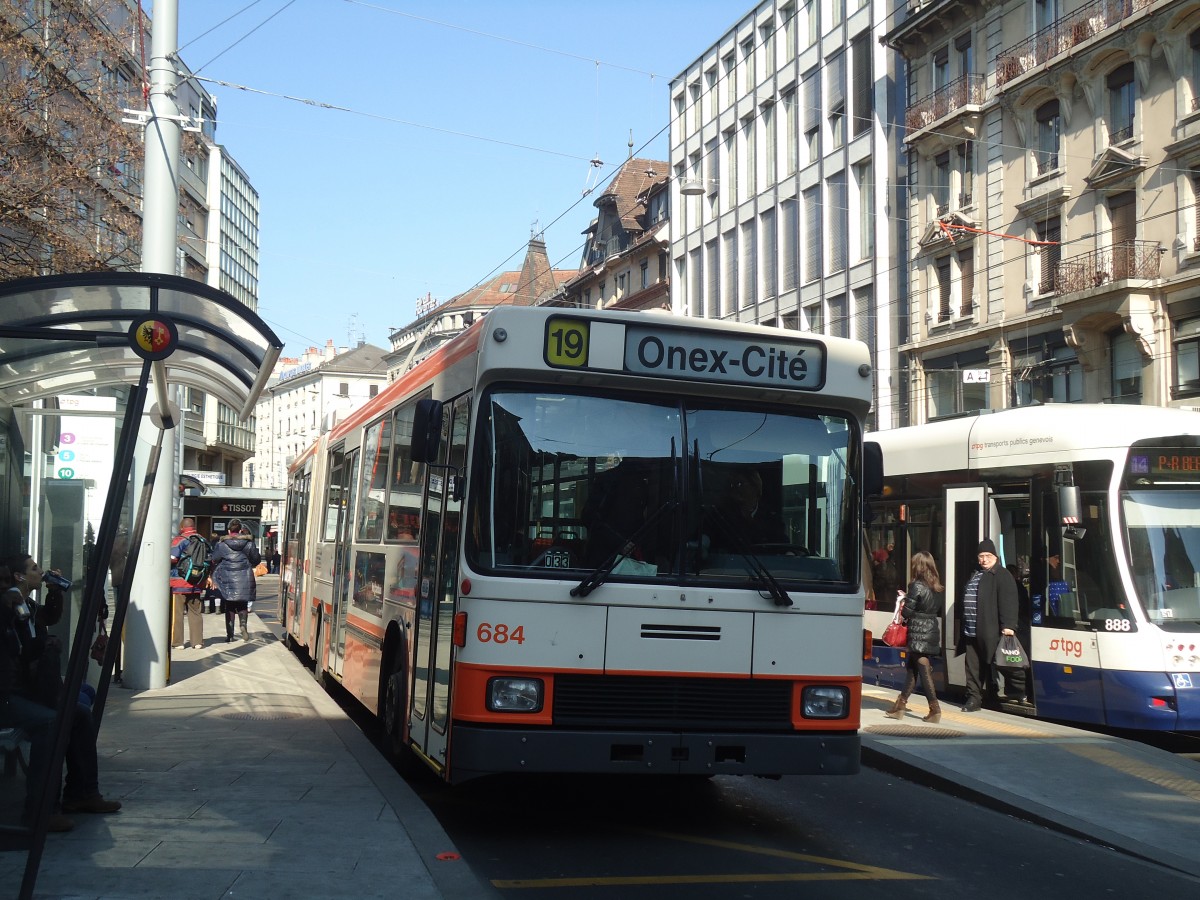 (138'292) - TPG Genve - Nr. 684 - NAW/Hess Gelenktrolleybus am 9. Mrz 2012 in Genve, Coutance