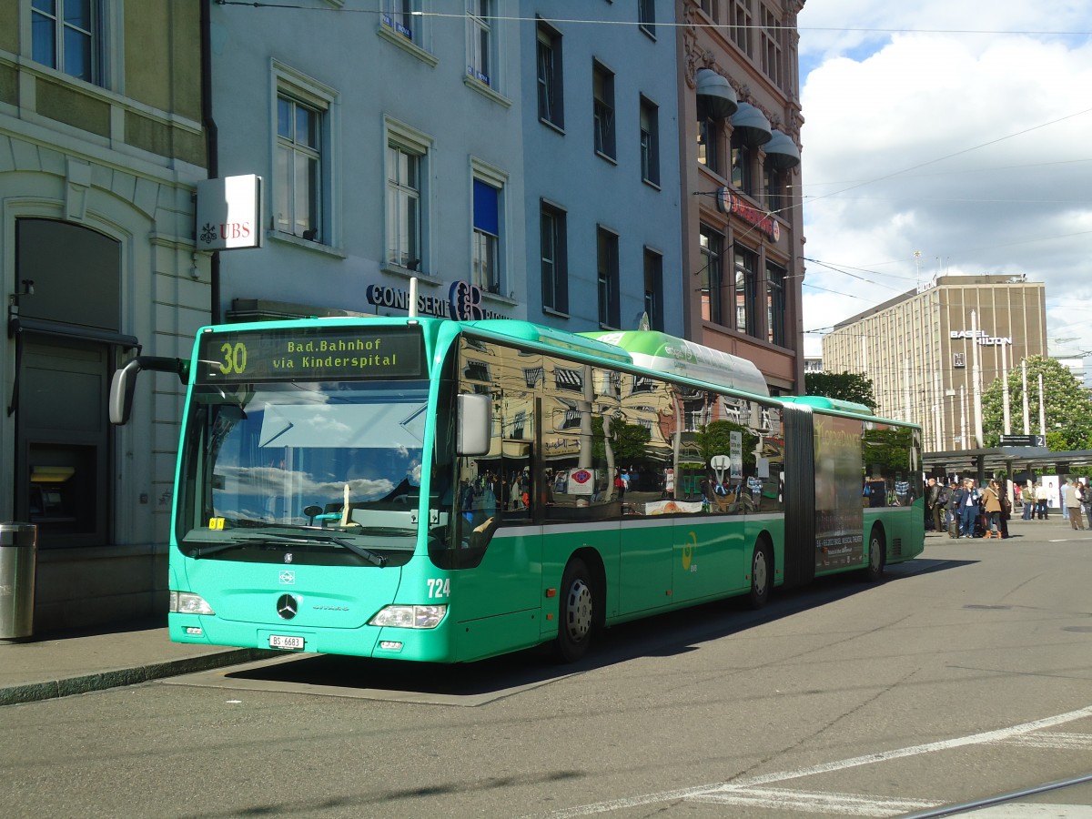(138'707) - BVB Basel - Nr. 724/BS 6683 - Mercedes am 6. Mai 2012 beim Bahnhof Basel