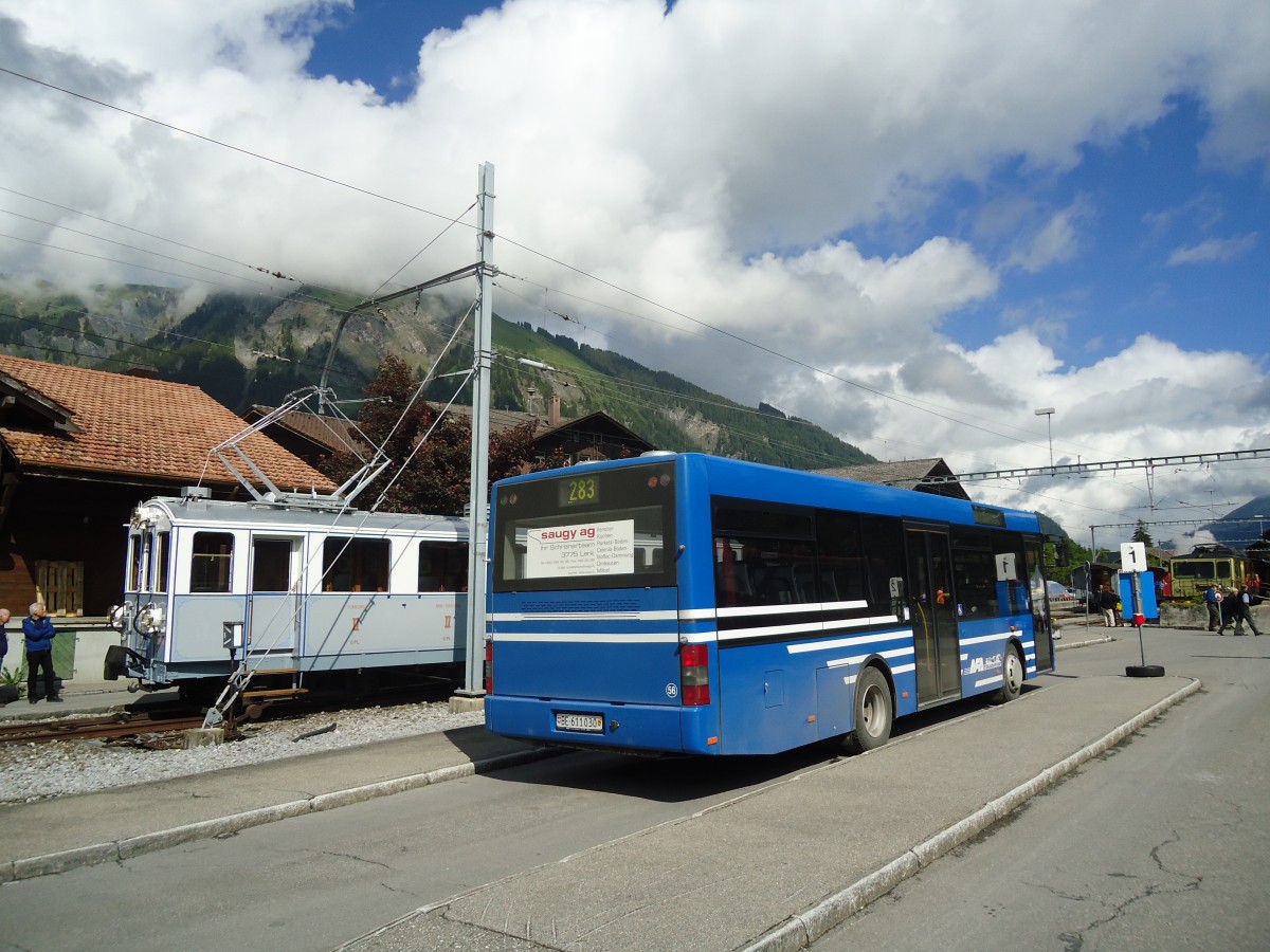 (139'332) - AFA Adelboden - Nr. 56/BE 611'030 - MAN/Gppel am 10. Juni 2012 beim Bahnhof Lenk