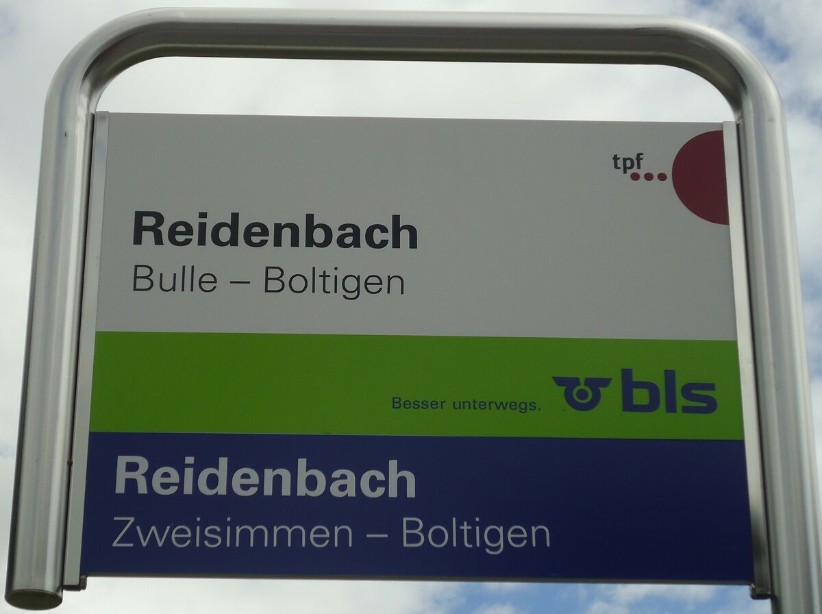 (139'348) - bls/tpf-Haltestellenschild - Reidenbach, Reidenbach - am 10. Juni 2012