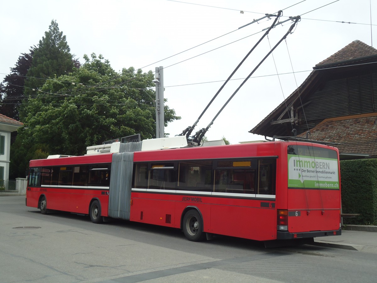 (140'139) - Bernmobil, Bern - Nr. 6 - NAW/Hess Gelenktrolleybus am 24. Juni 2012 in Bern, Zentrum Paul Klee