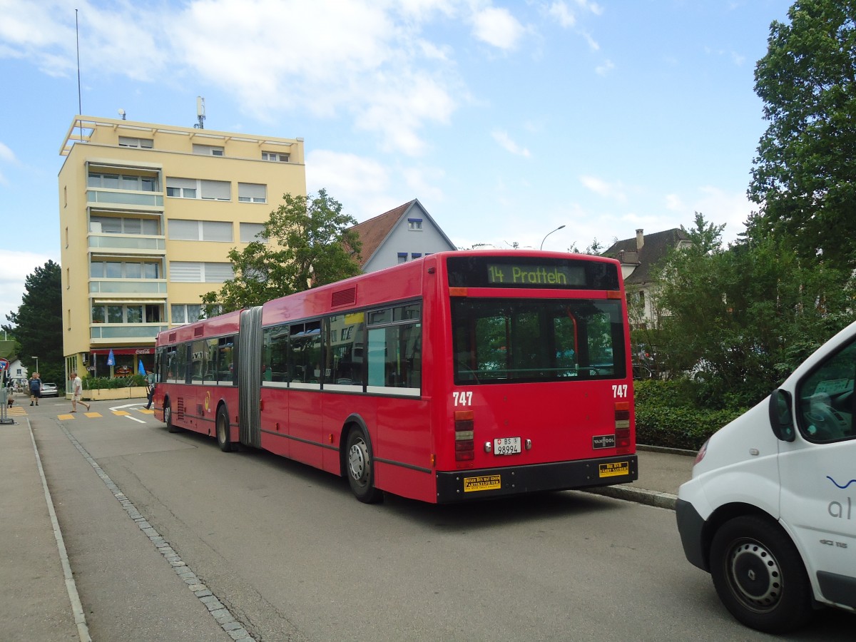 (140'460) - BVB Basel - Nr. 747/BS 98'994 - Van Hool (ex Bernmobil, Bern Nr. 248) am 11. Juli 2012 in Pratteln, Bahnhofstrasse