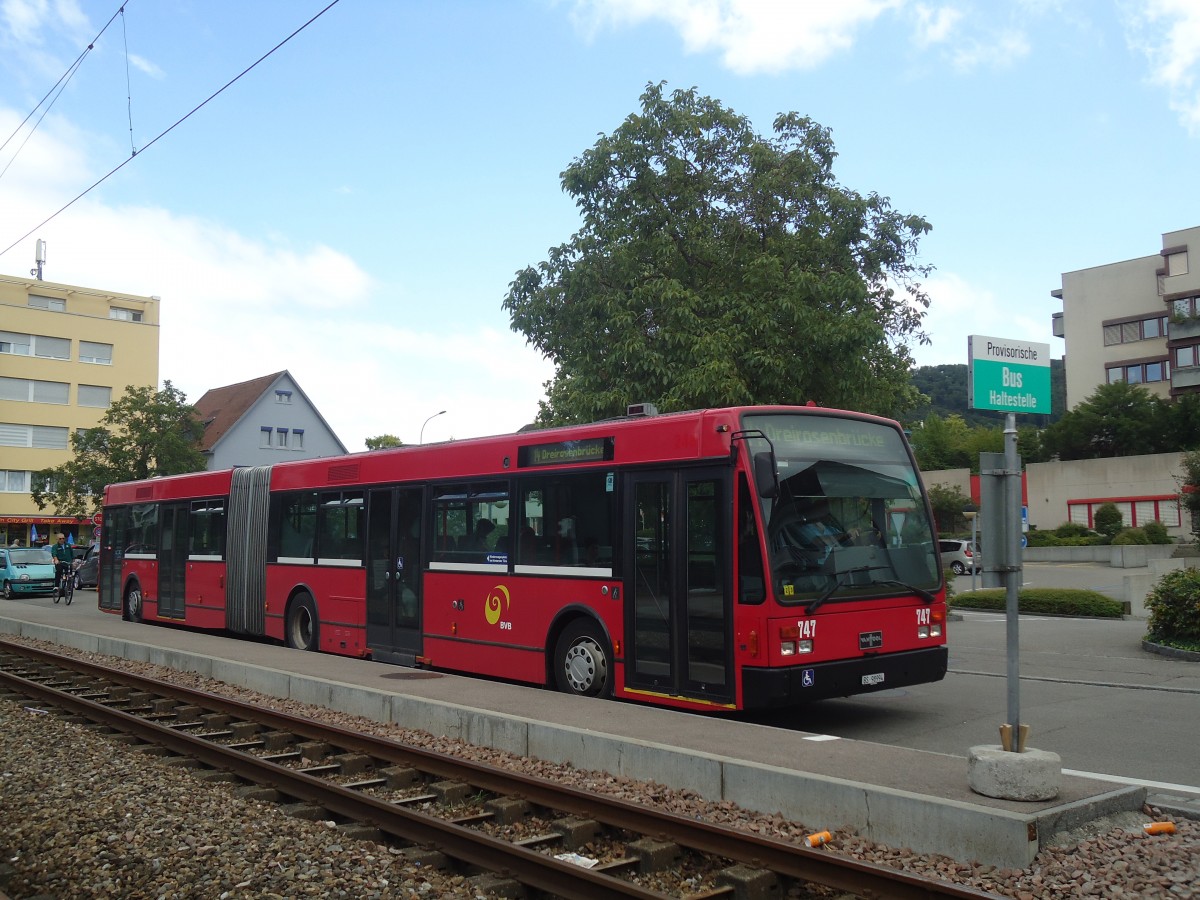 (140'465) - BVB Basel - Nr. 747/BS 98'994 - Van Hool (ex Bernmobil, Bern Nr. 248) am 11. Juli 2012 in Pratteln, Bahnhofstrasse