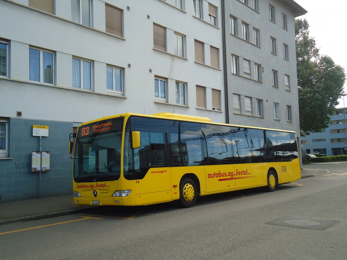 (140'480) - AAGL Liestal - Nr. 74/BL 6862 - Mercedes am 11. Juli 2012 beim Bahnhof Pratteln