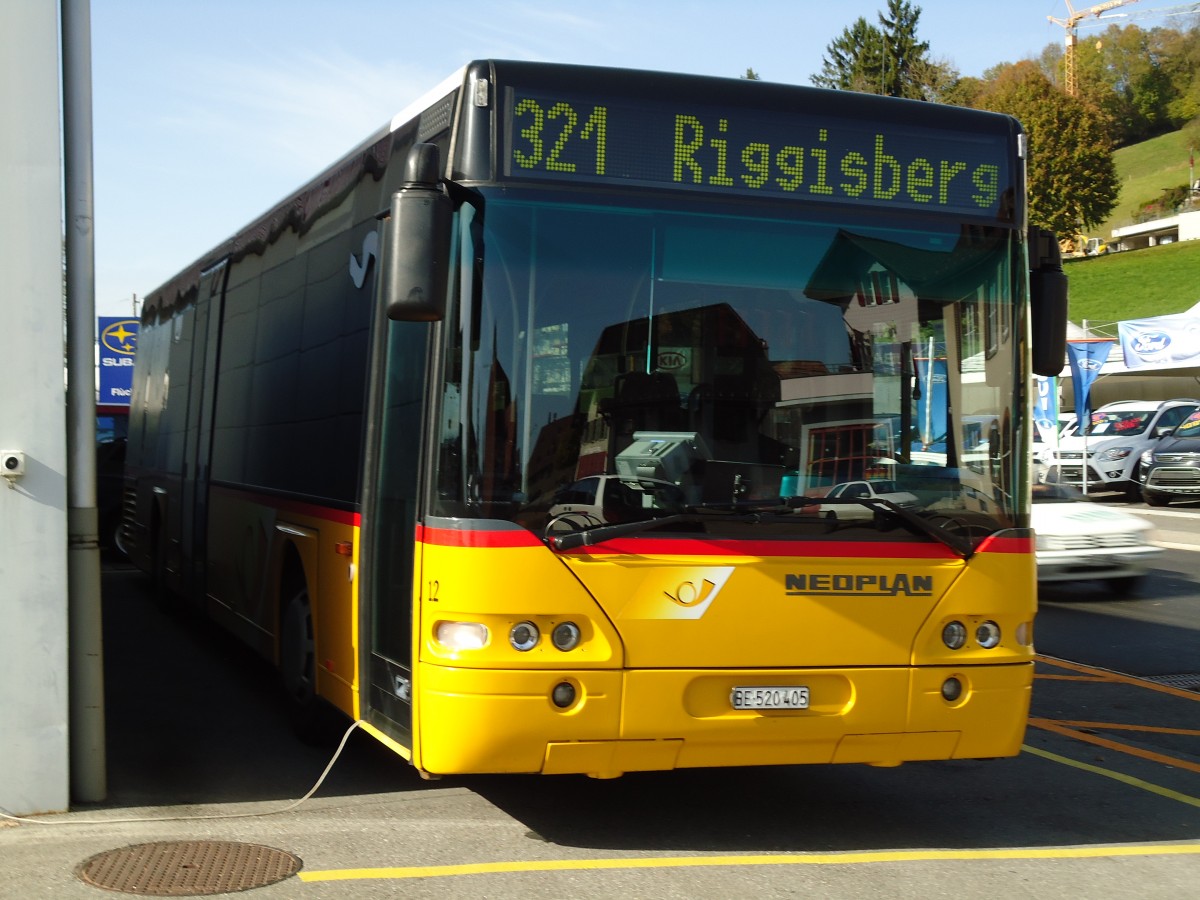 (142'067) - Engeloch, Riggisberg - Nr. 12/BE 520'405 - Neoplan (ex Nr. 4; ex Nr. 12) am 21. Oktober 2012 in Riggisberg, Garage