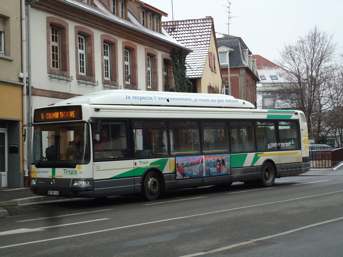 (142'373) - TRACE Colmar - Nr. 157/BD 381 LV - Irisbus am 8. Dezember 2012 in Colmar, Thtre