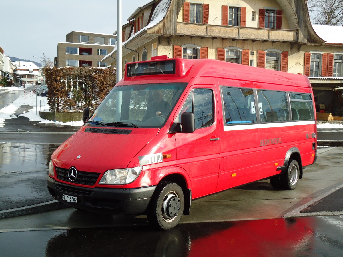 (142'450) - Bernmobil, Bern - Nr. 502/BE 716'502 - Mercedes (ex RTB Altsttten Nr. 6) am 10. Dezember 2012 beim Bahnhof Mnsingen