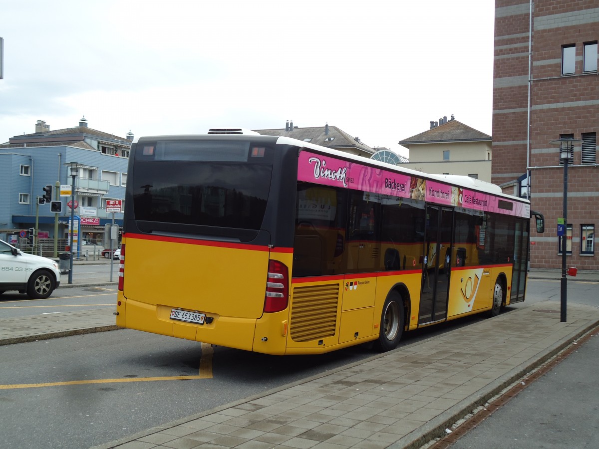(142'887) - PostAuto Bern - BE 653'385 - Mercedes am 1. Januar 2013 beim Bahnhof Spiez
