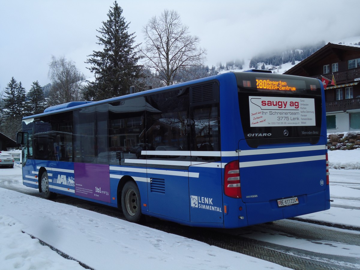 (142'900) - AFA Adelboden - Nr. 58/BE 611'224 - Mercedes am 2. Januar 2013 beim Bahnhof Lenk