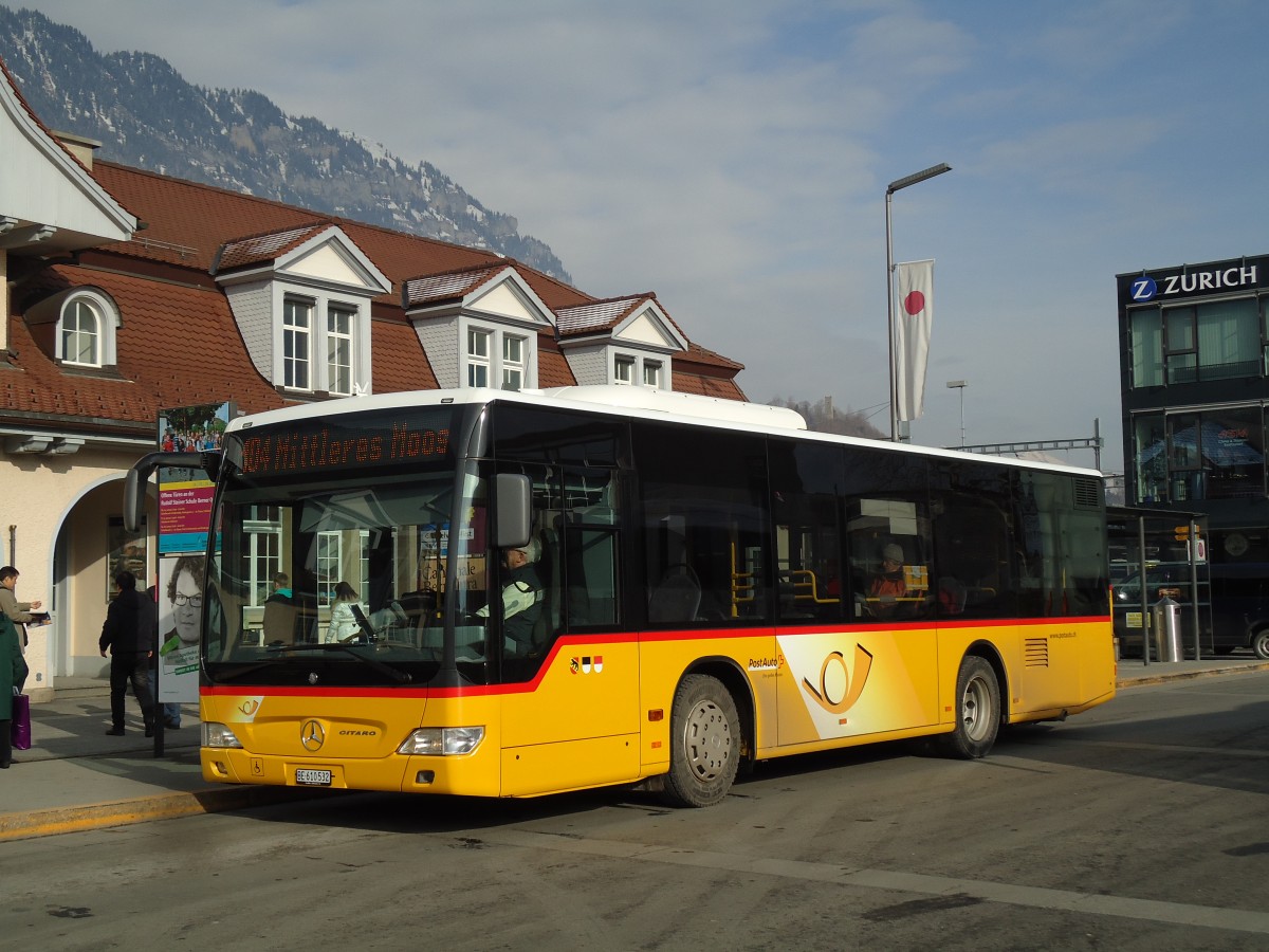 (143'044) - PostAuto Bern - BE 610'532 - Mercedes am 19. Januar 2013 beim Bahnhof Interlaken Ost