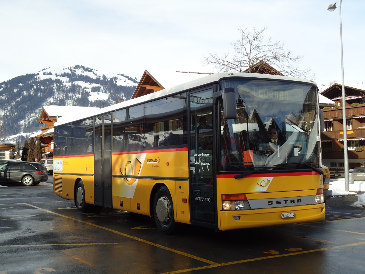 (143'072) - Kbli, Gstaad - Nr. 7/BE 403'014 - Setra am 20. Januar 2013 beim Bahnhof Gstaad