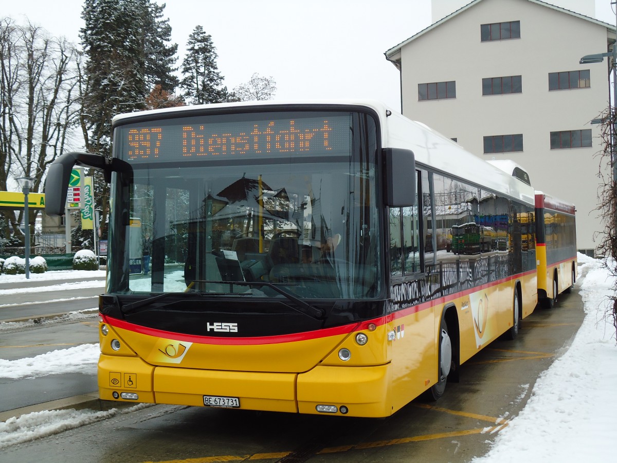 (143'102) - Klopfstein, Laupen - Nr. 10/BE 673'731 - Hess am 21. Januar 2013 beim Bahnhof Ddingen