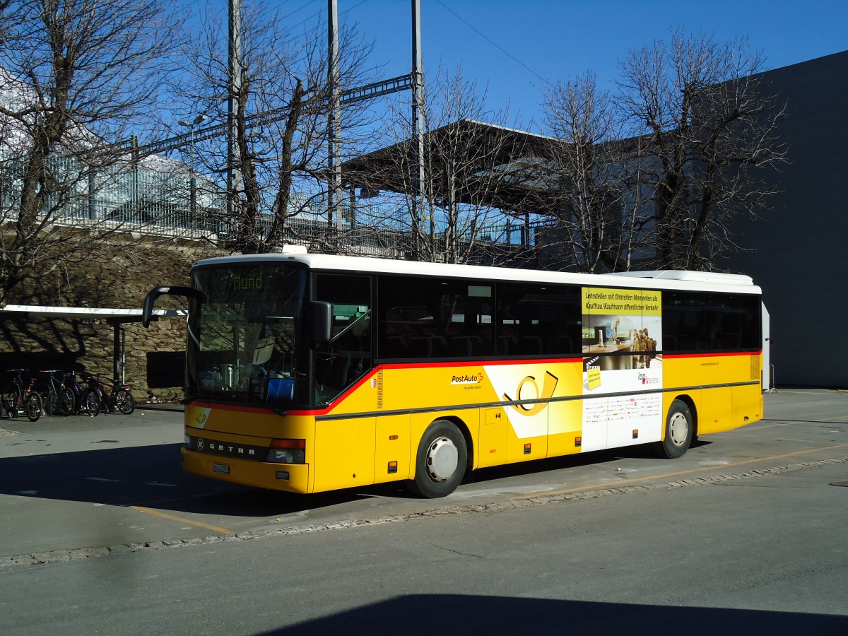 (143'192) - PostAuto Wallis - VS 241'978 - Setra (ex Anthamatten, Saas-Almagell) am 10. Februar 2013 beim Bahnhof Birg