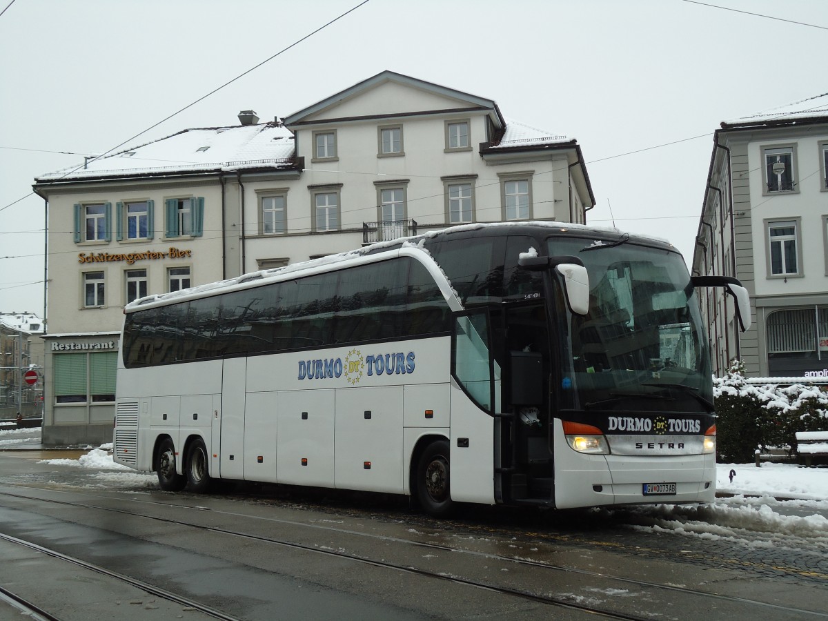(143'678) - Aus Mazedonien: Durmo Tours, Gostivar - GV 0073-AB - Setra am 20. April 2013 beim Bahnhof St. Gallen
