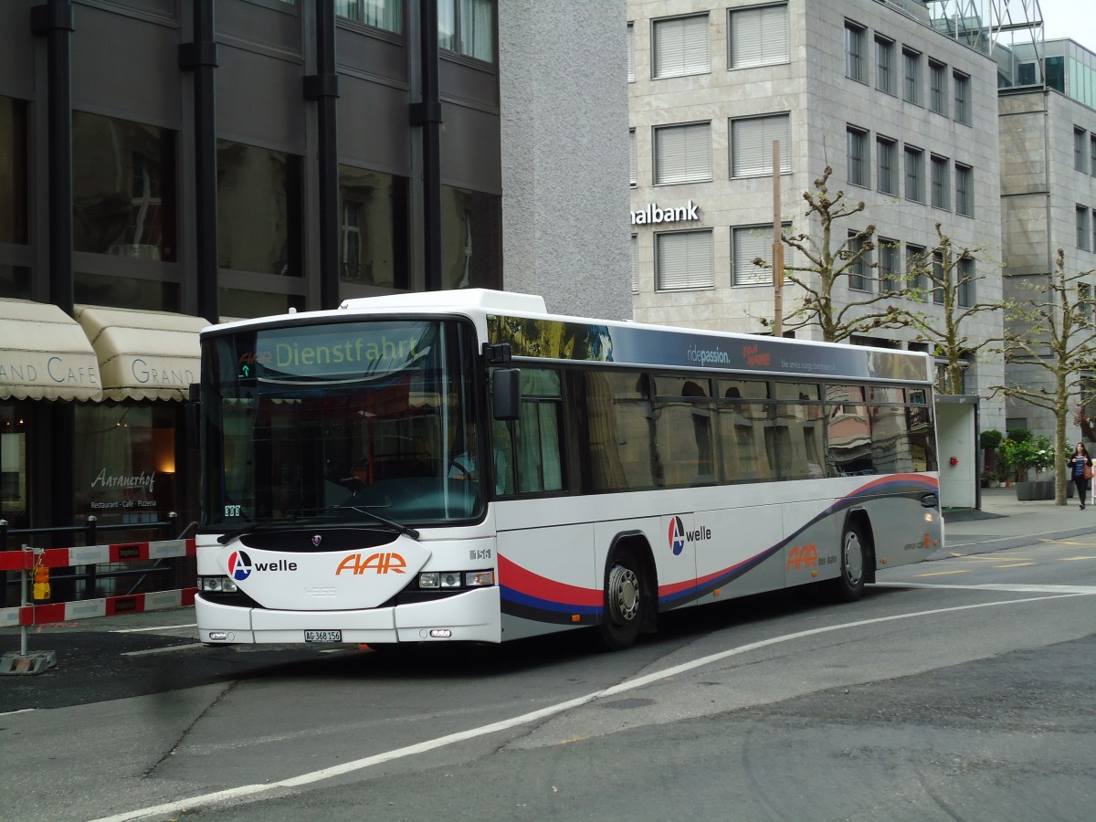 (143'958) - AAR bus+bahn, Aarau - Nr. 156/AG 368'156 - Scania/Hess am 9. Mai 2013 beim Bahnhof Aarau