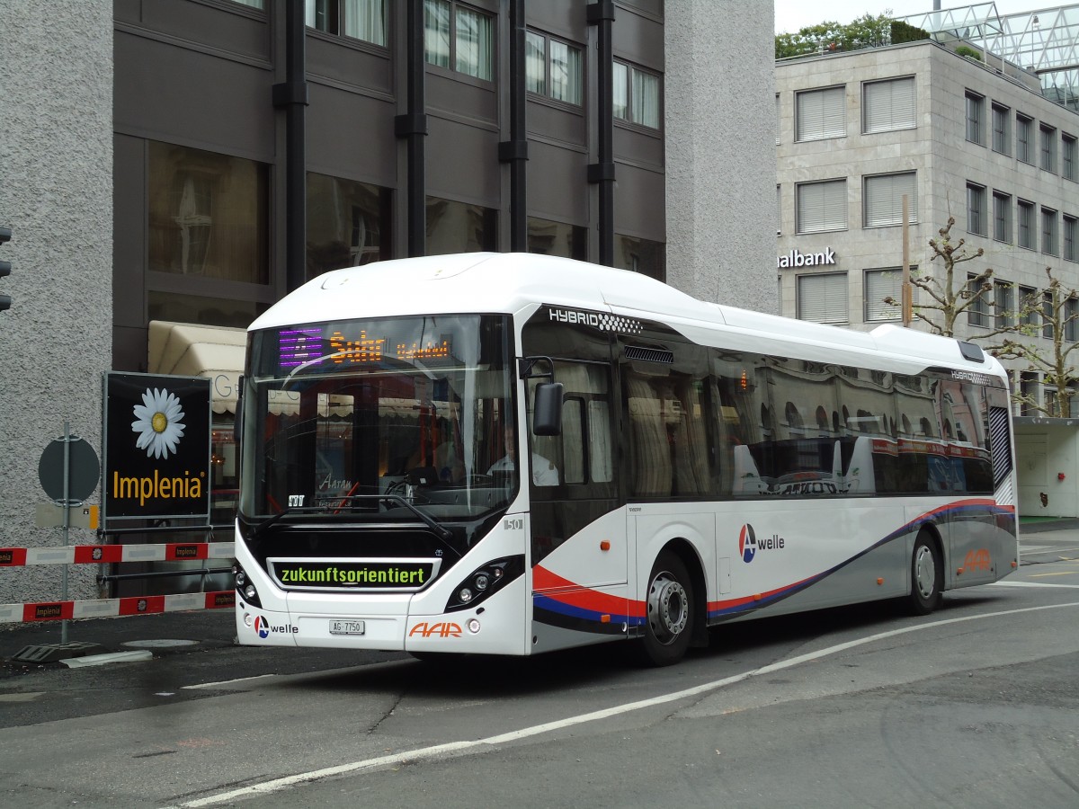 (143'968) - AAR bus+bahn, Aarau - Nr. 50/AG 7750 - Volvo am 9. Mai 2013 beim Bahnhof Aarau
