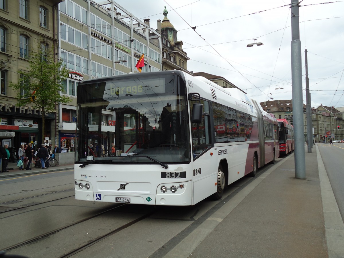 (144'031) - Bernmobil, Bern - Nr. 832/BE 612'832 - Volvo am 11. Mai 2013 beim Bahnhof Bern
