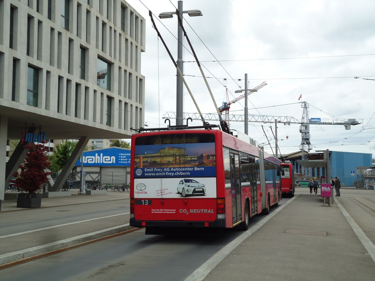 (144'064) - Bernmobil, Bern - Nr. 13 - NAW/Hess Gelenktrolleybus am 11. Mai 2013 in Bern, Wankdorf
