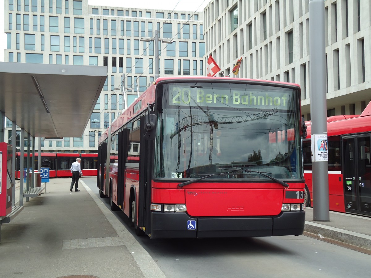 (144'065) - Bernmobil, Bern - Nr. 13 - NAW/Hess Gelenktrolleybus am 11. Mai 2013 in Bern, Wankdorf