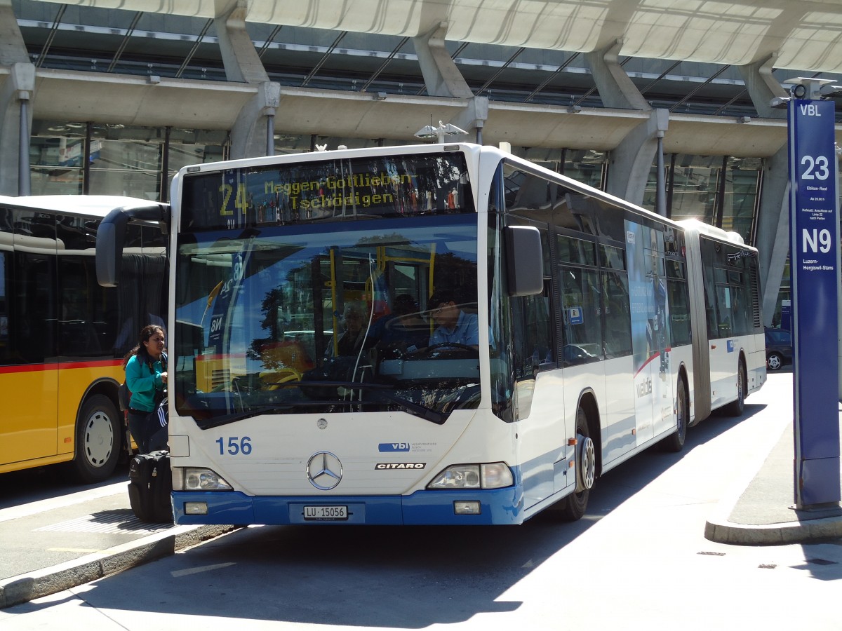 (144'382) - VBL Luzern - Nr. 156/LU 15'056 - Mercedes am 19. Mai 2013 beim Bahnhof Luzern