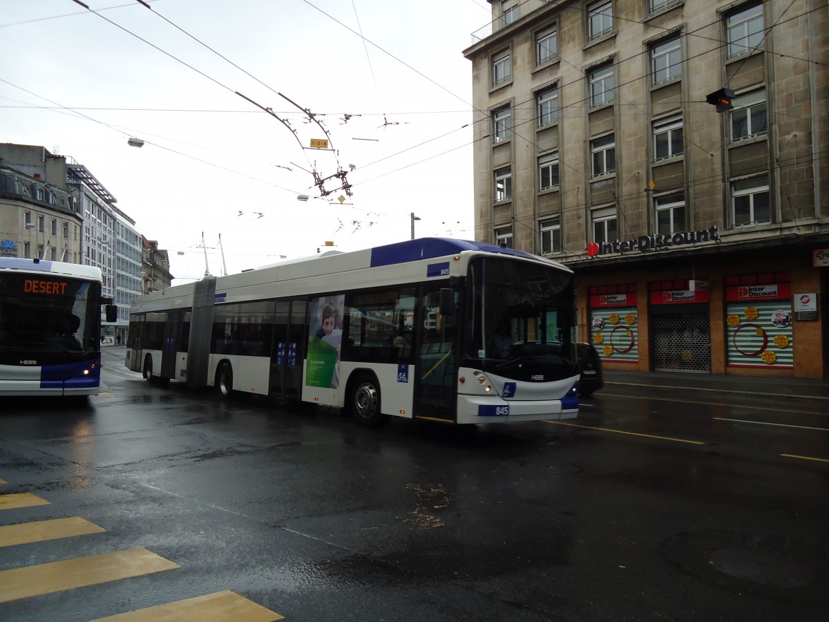 (144'572) - TL Lausanne - Nr. 845 - Hess/Hess Gelenktrolleybus am 26. Mai 2013 in Lausanne, Bel-Air